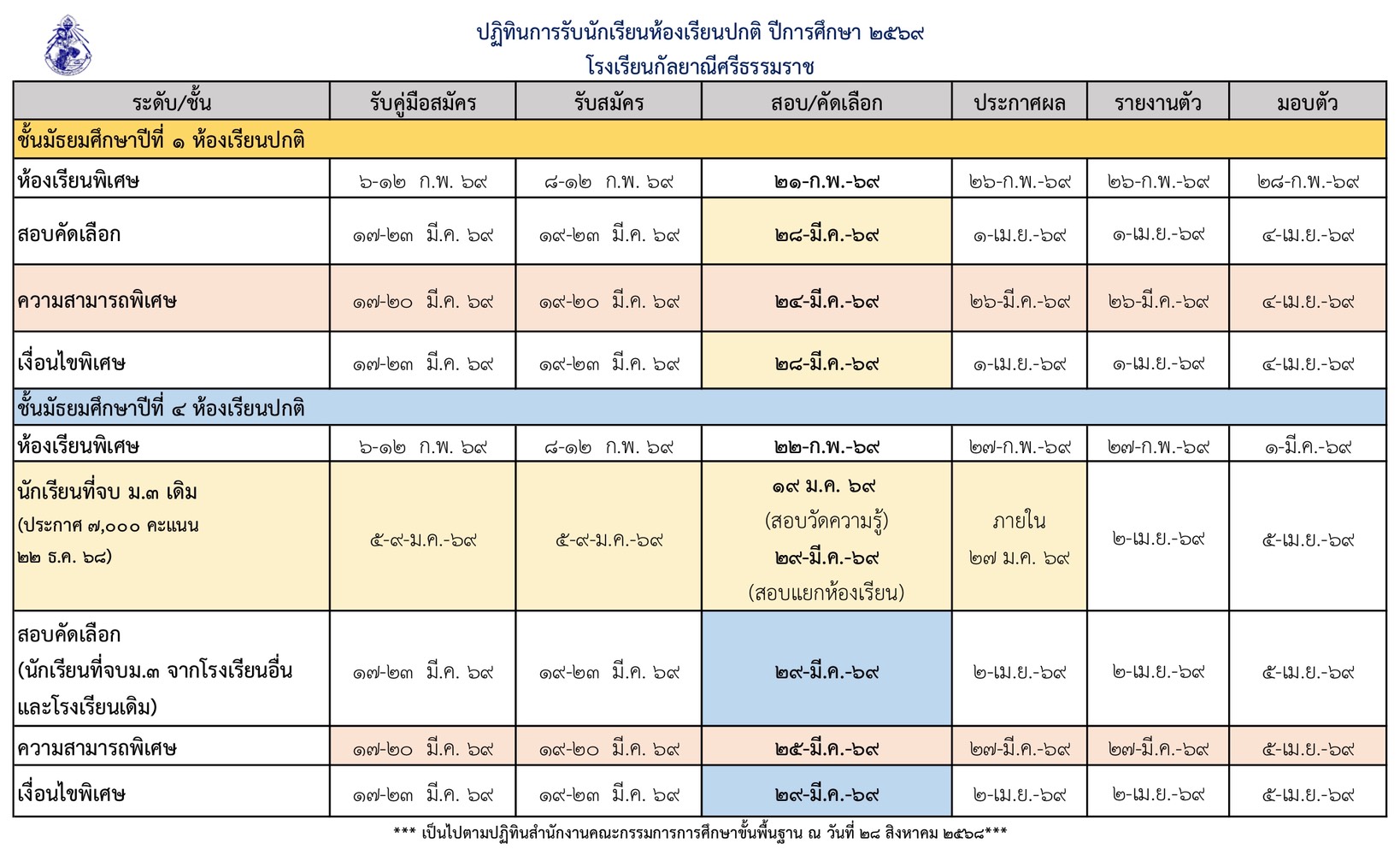 ปฏิทินการศึกษา